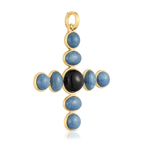 Colgante cruz con baño de oro 18kt sobre plata y gemas Eugenia X TOUS