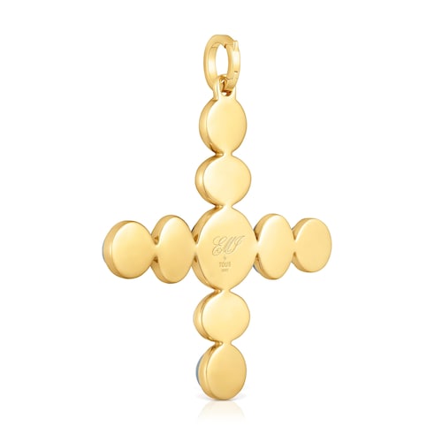 Colgante cruz con baño de oro 18kt sobre plata y gemas Eugenia X TOUS