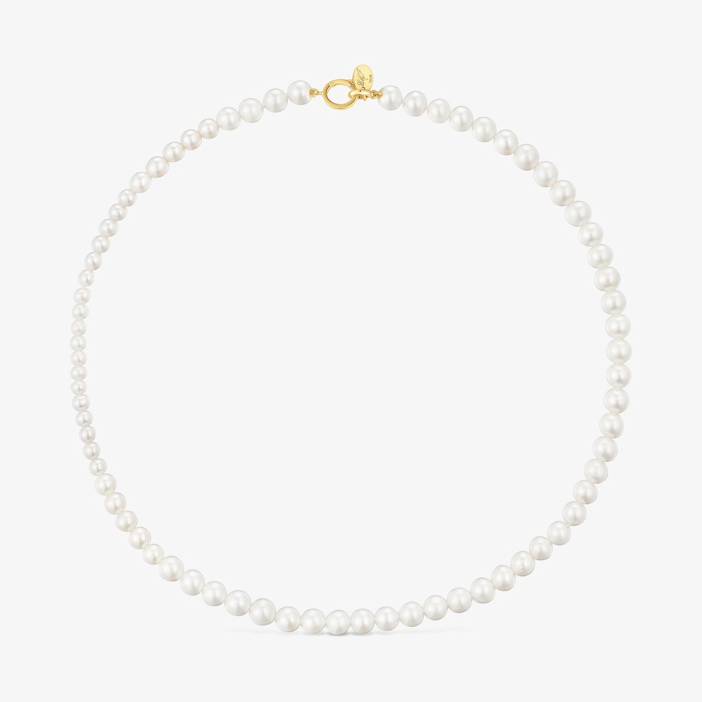 N&aacute;hrdeln&iacute;k ze stř&iacute;bra pozlacen&eacute;ho 18kar&aacute;tov&yacute;m zlatem s&nbsp;uměle vypěstovan&yacute;mi perlami TOUS