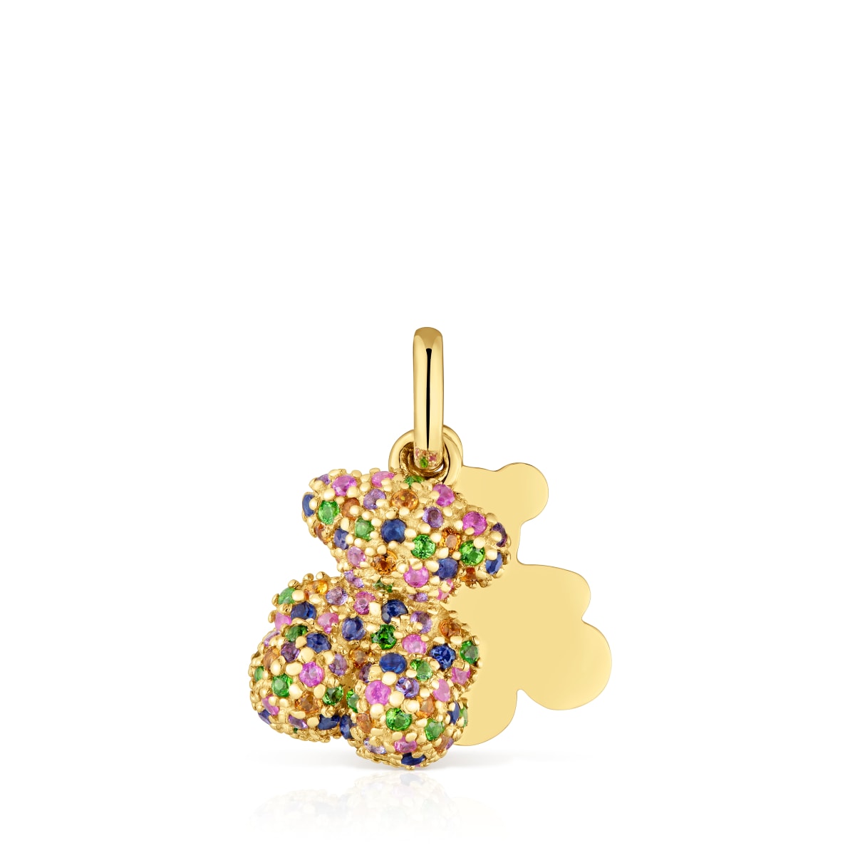 Tous - Colgante Doble Oso De Oro 14 Kt Y Gemas Bold Bear - Multi
