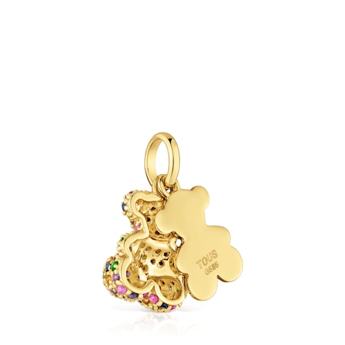 Colgante doble oso de oro 14 kt y gemas Bold Bear
