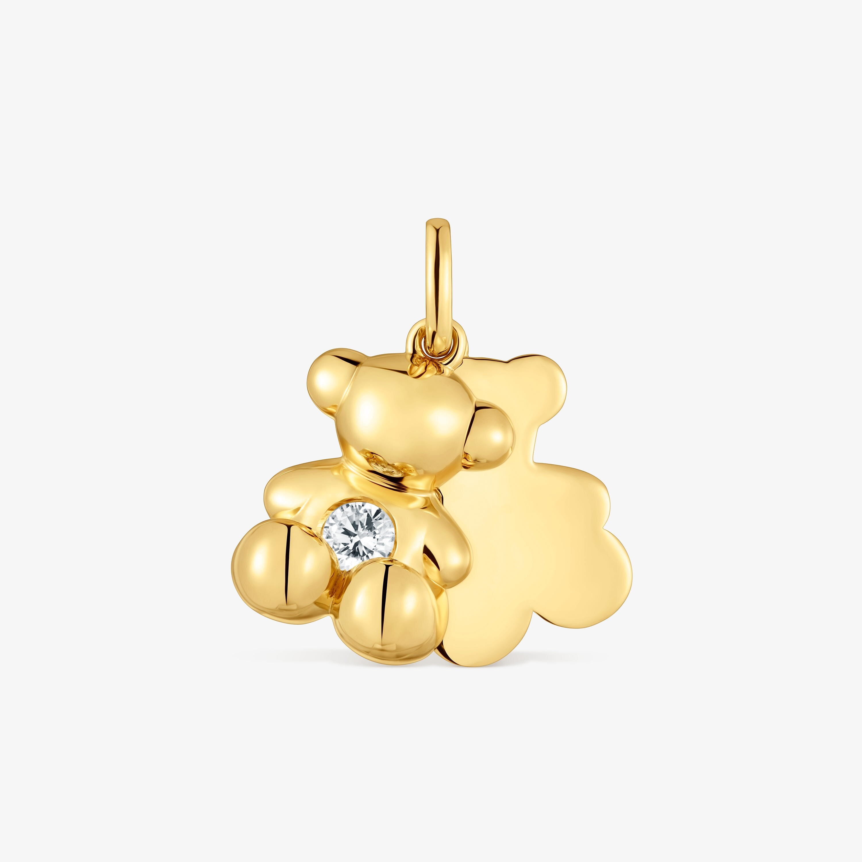 Double-bear Pendant with 18K gold vermeil and laboratory-grown