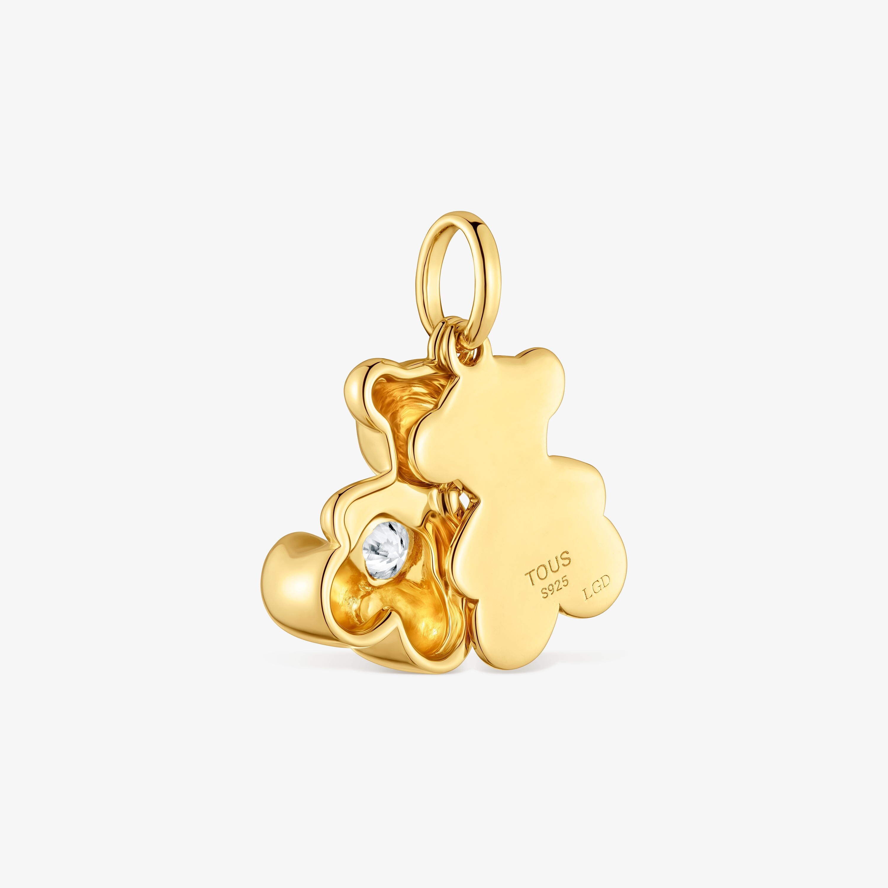 Double-bear Pendant with 18K gold vermeil and laboratory-grown diamond Bold Bear