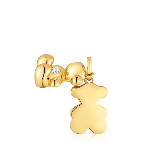 Colgante doble oso con baño de oro 18 kt sobre plata y diamante creado en laboratorio Bold Bear