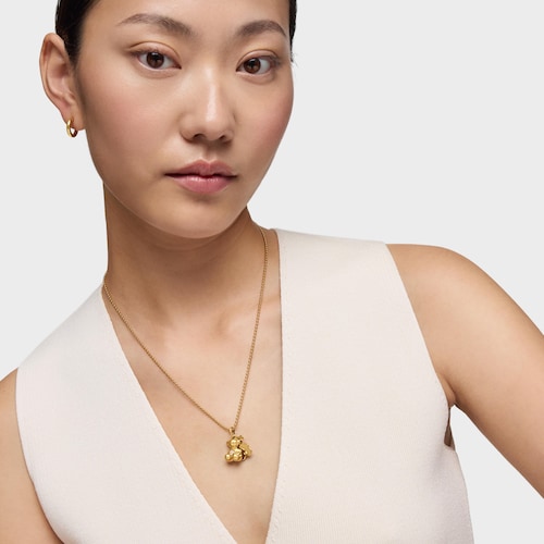 Colgante doble oso con baño de oro 18 kt sobre plata y diamante creado en laboratorio Bold Bear