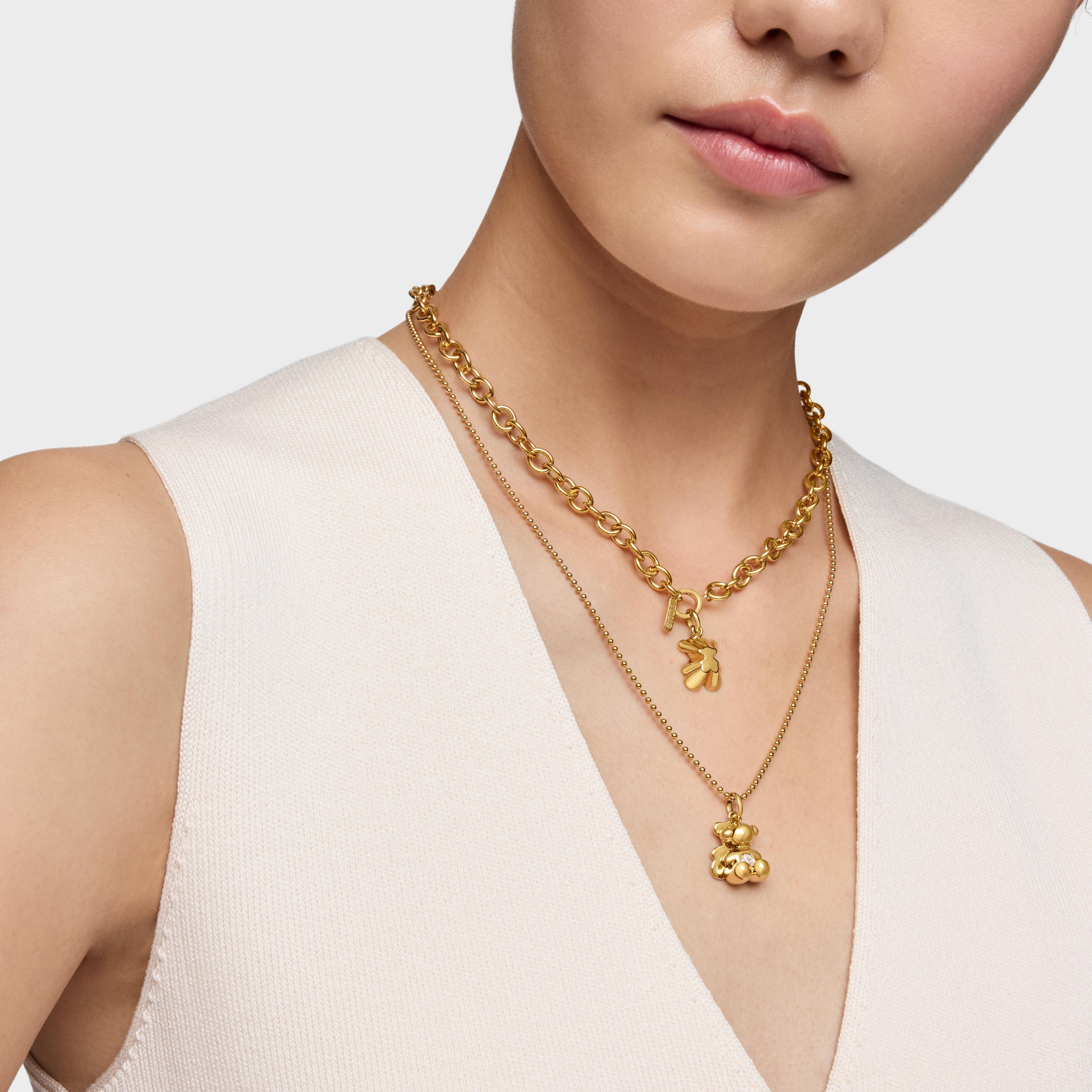 Double-bear Pendant with 18K gold vermeil and laboratory-grown diamond Bold Bear