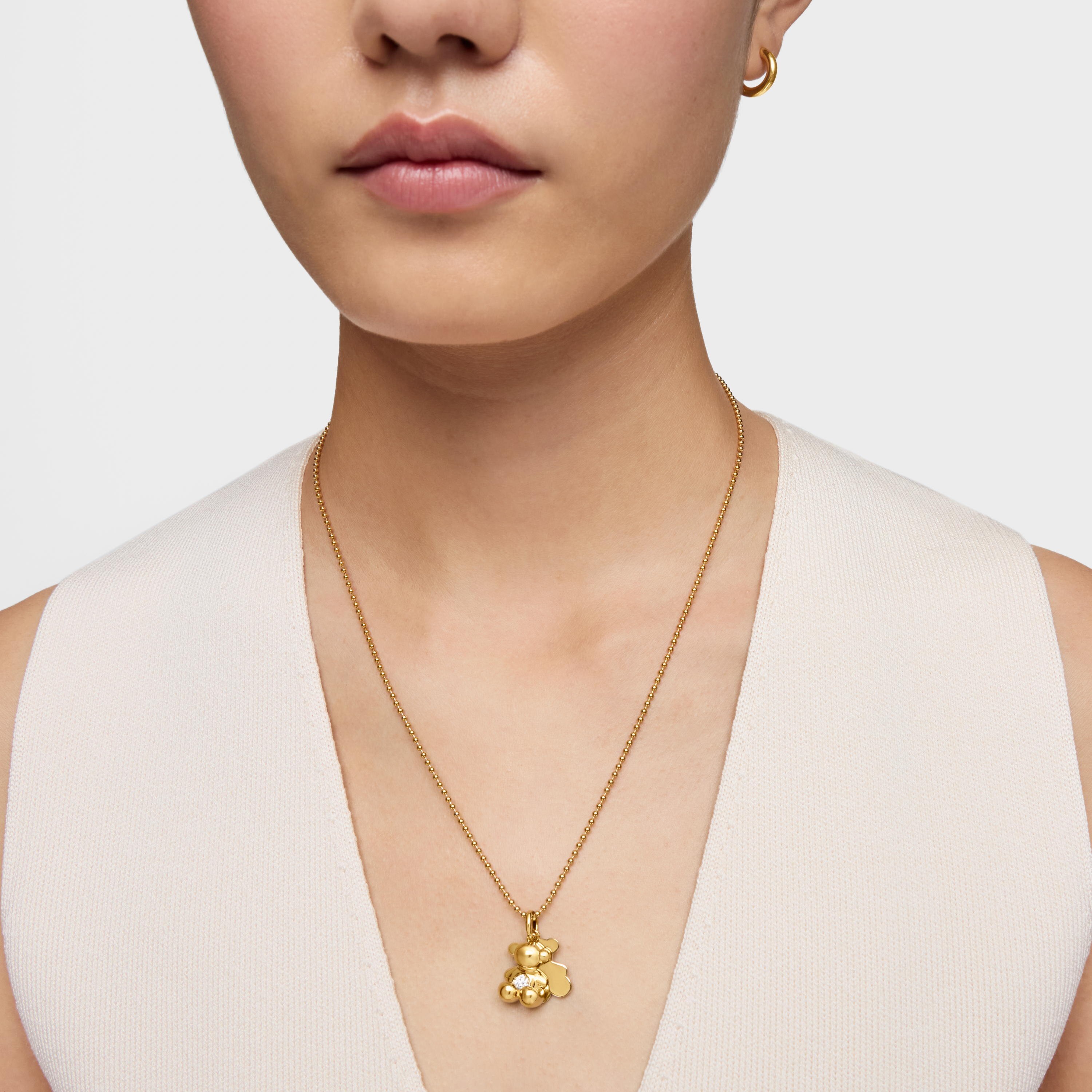 Double-bear Pendant with 18K gold vermeil and laboratory-grown diamond Bold Bear