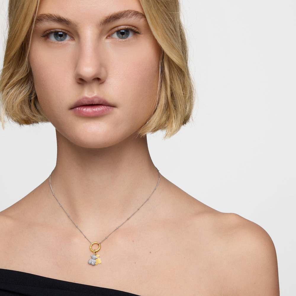 Pr&iacute;vesok s&nbsp;dvojit&yacute;m medved&iacute;kom zo 14&nbsp;kt zlata s&nbsp;diamantmi Bold Bear