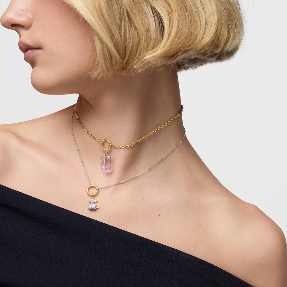 Pr&iacute;vesok s&nbsp;dvojit&yacute;m medved&iacute;kom zo 14&nbsp;kt zlata s&nbsp;diamantmi Bold Bear