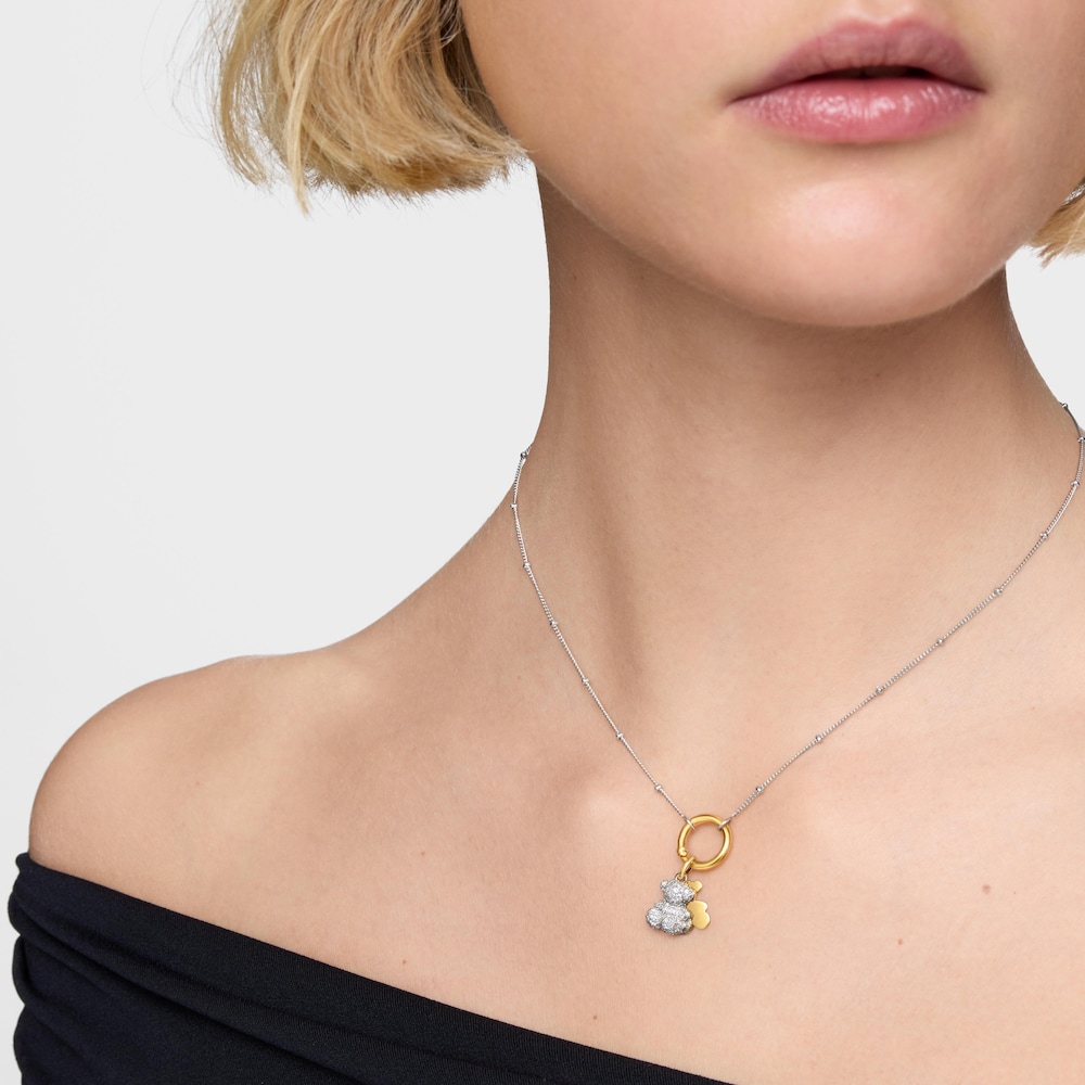 Pr&iacute;vesok s&nbsp;dvojit&yacute;m medved&iacute;kom zo 14&nbsp;kt zlata s&nbsp;diamantmi Bold Bear