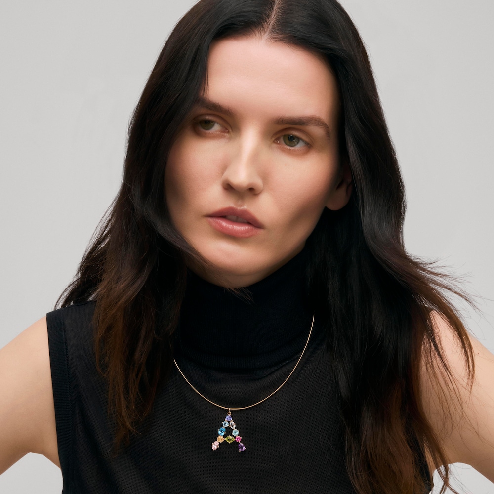 Złoty Wisiorek z literą A z kamieniami szlachetnymi TOUS ATELIER