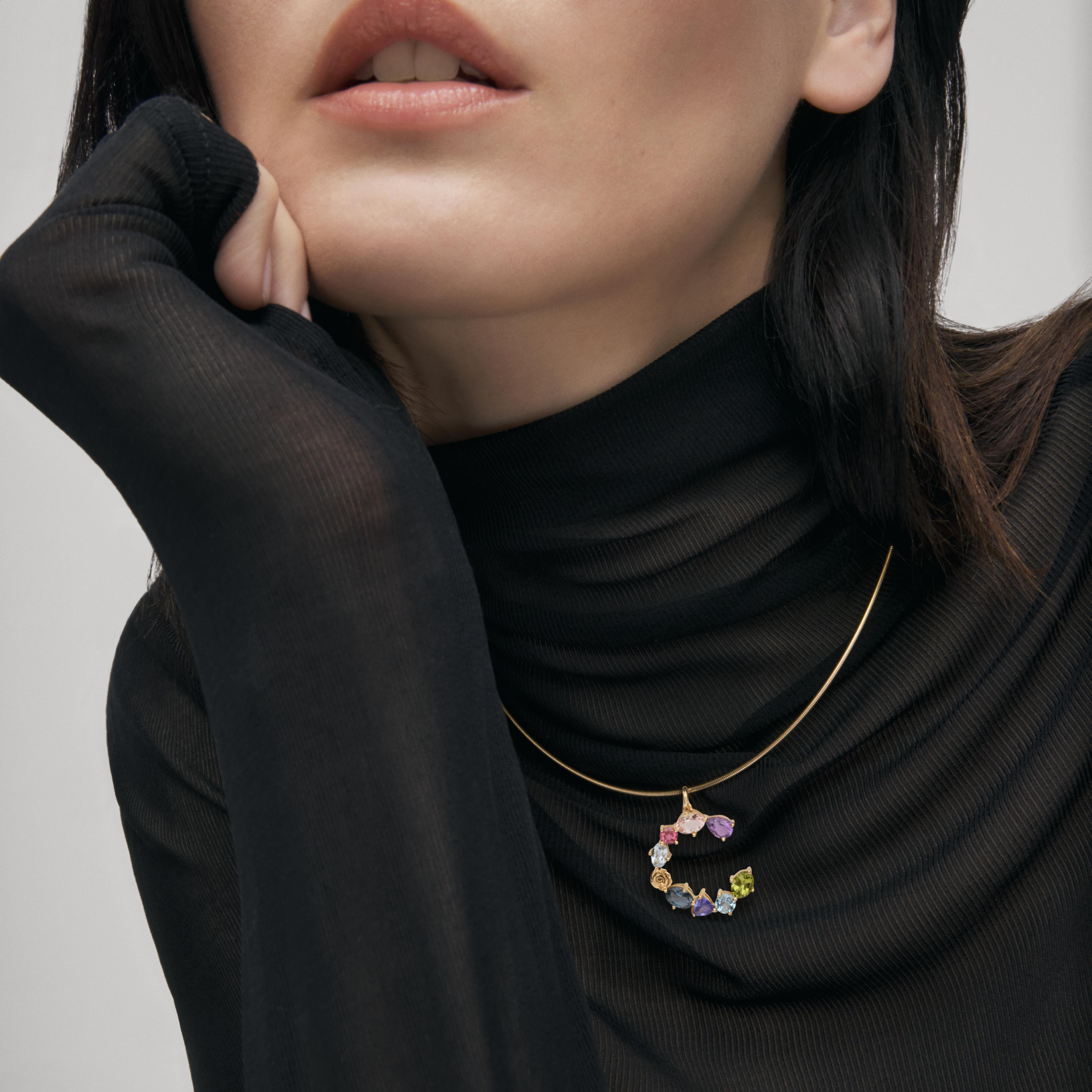 Gold letter C Pendant with gemstones TOUS ATELIER