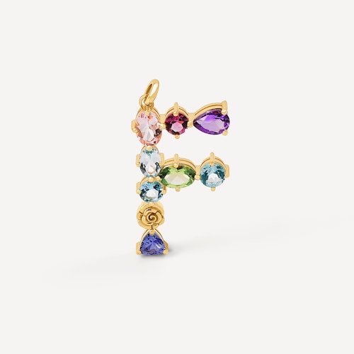 Gold letter F Pendant with gemstones TOUS ATELIER