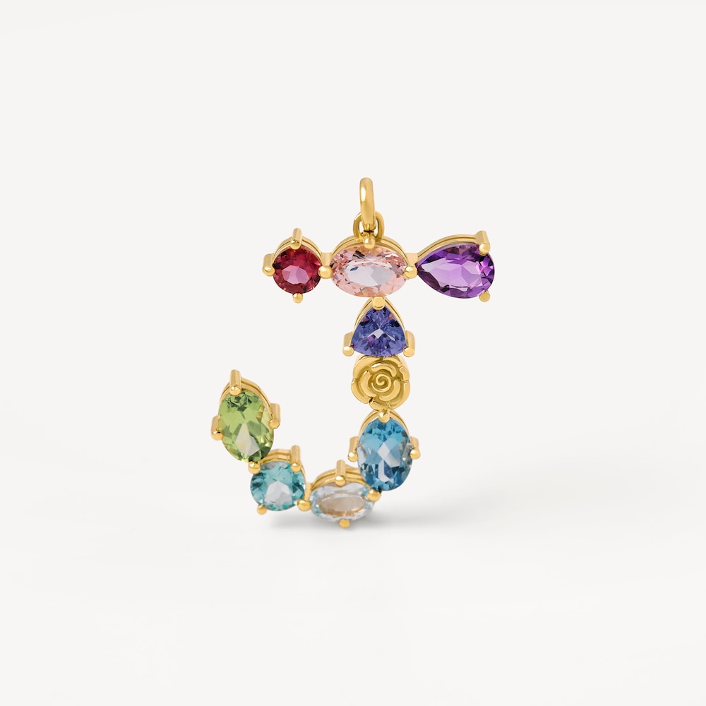 Złoty Wisiorek z literą J z kamieniami szlachetnymi TOUS ATELIER