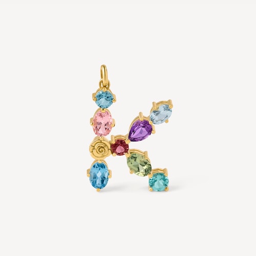 Pingente em ouro letra K com pedras preciosas TOUS ATELIER