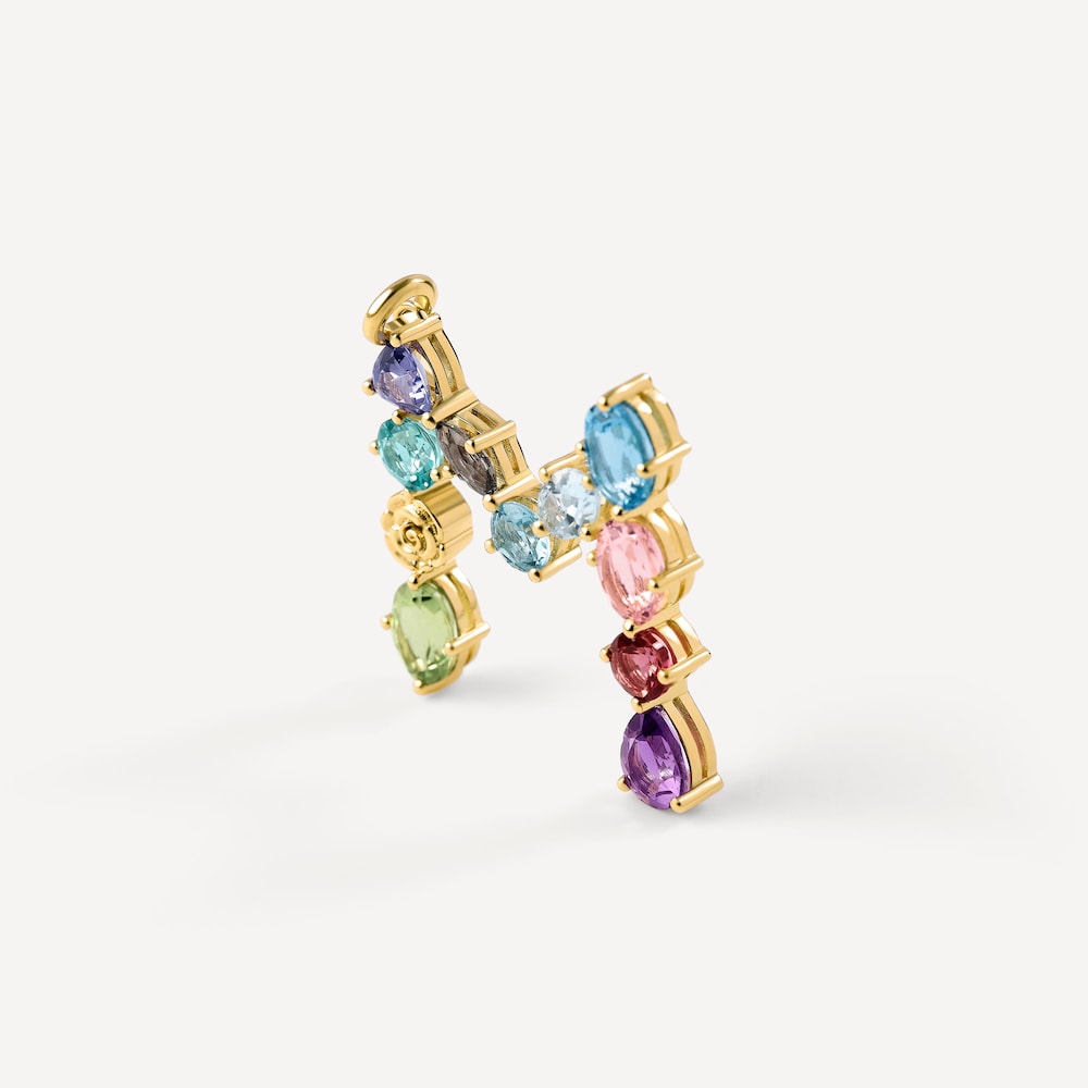 Pingente em ouro letra M com pedras preciosas TOUS ATELIER