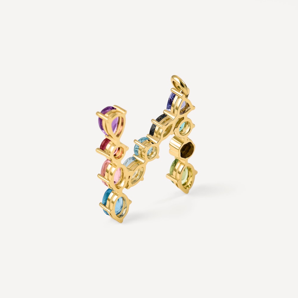 Złoty Wisiorek z literą N z kamieniami szlachetnymi TOUS ATELIER