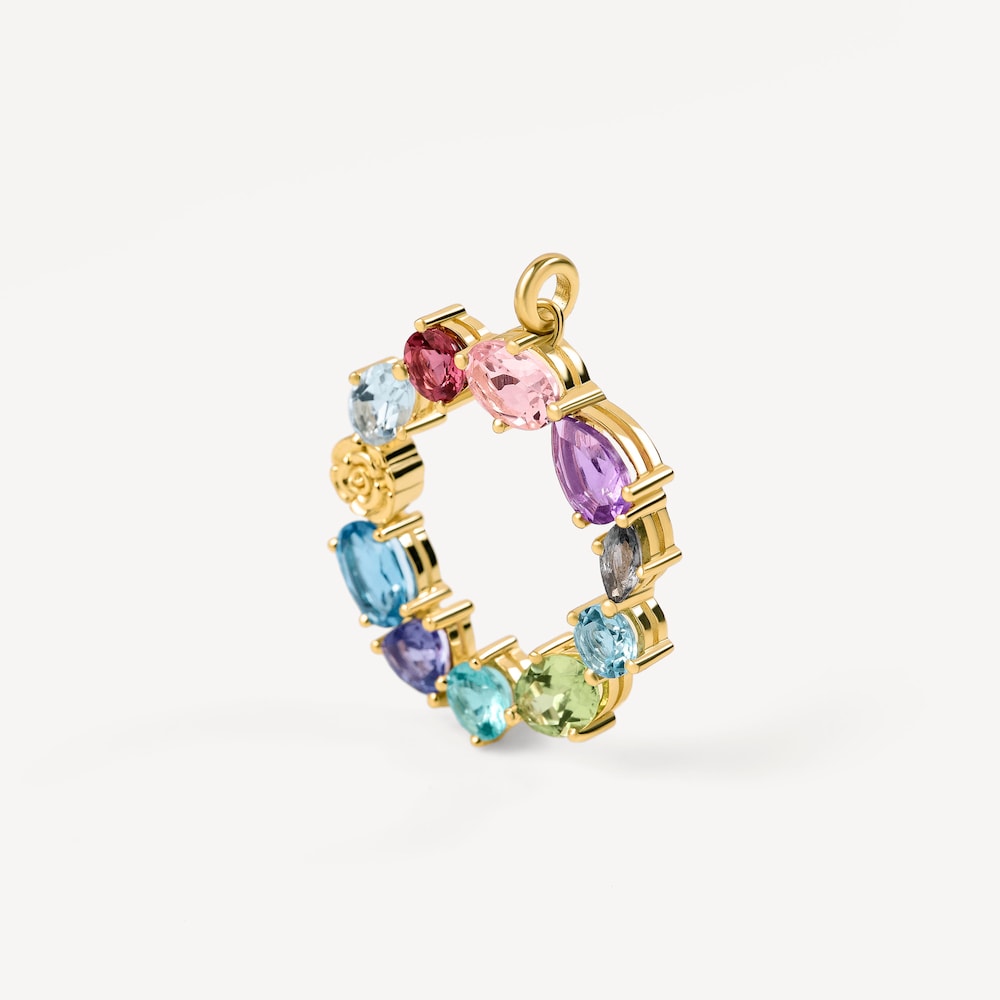 Złoty Wisiorek z literą O z kamieniami szlachetnymi TOUS ATELIER