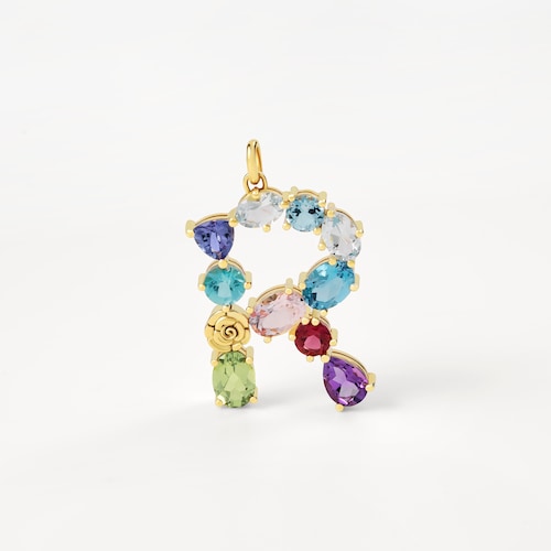 Pingente em ouro letra R com pedras preciosas TOUS ATELIER