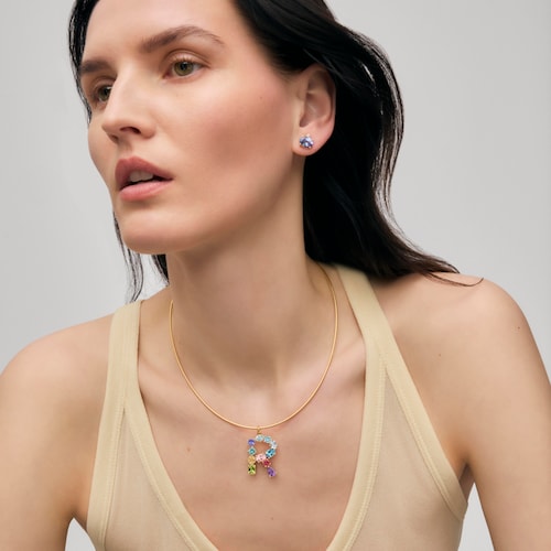 Colgante de oro letra R con gemas TOUS ATELIER