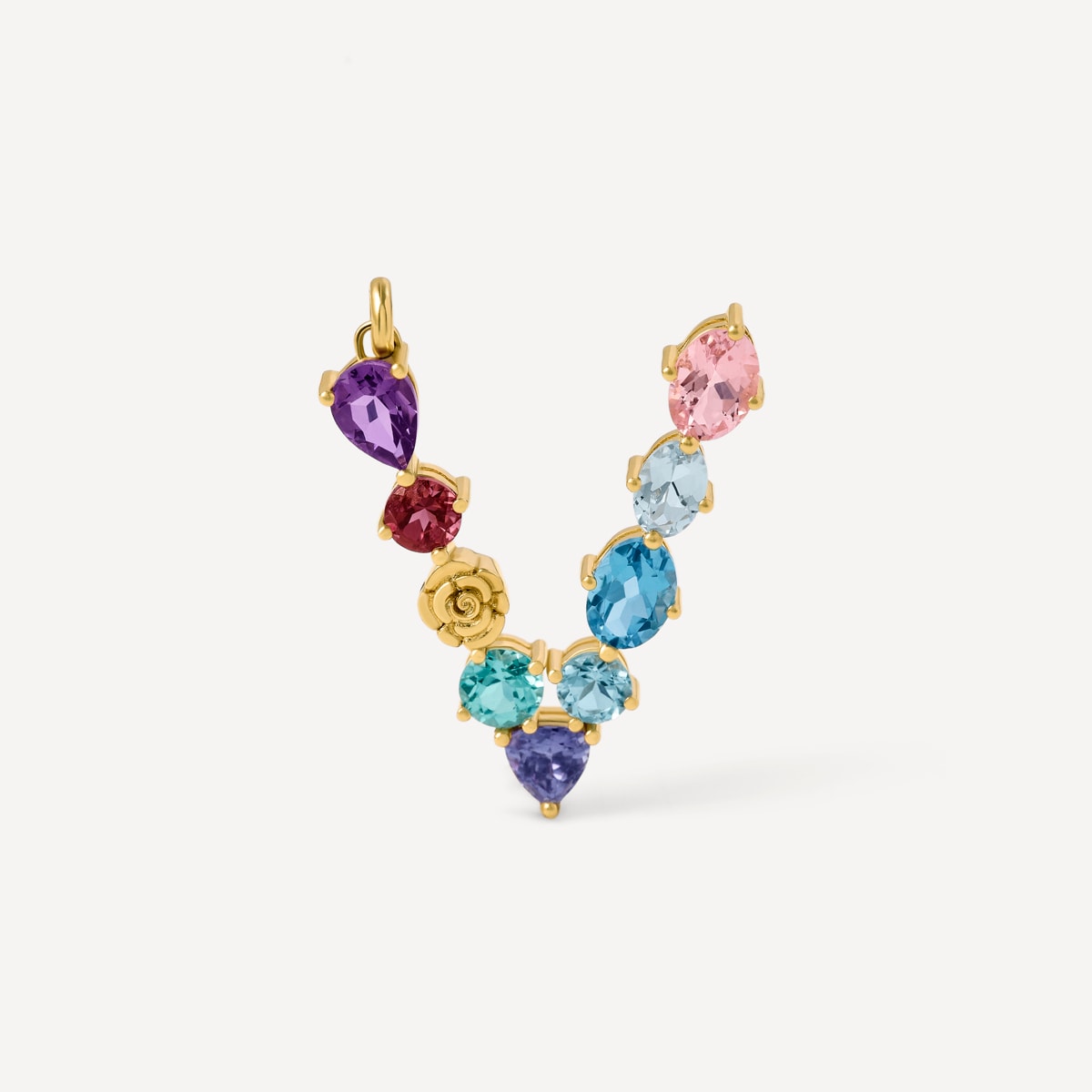 Tous - Colgante De Oro Letra V Con Gemas Tous Atelier - Multi