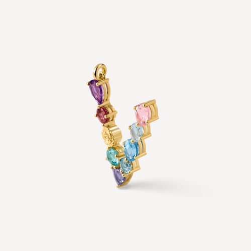 Colgante de oro letra V con gemas TOUS ATELIER