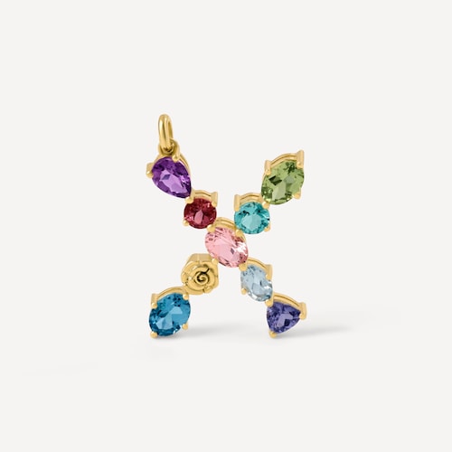 Pingente em ouro letra X com pedras preciosas TOUS ATELIER
