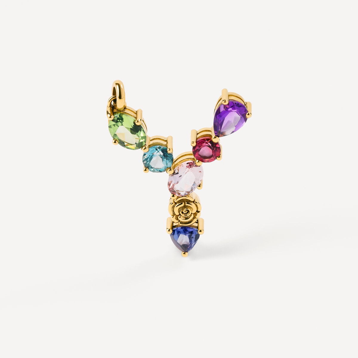Colgante De Oro Letra Y Con Gemas Atelier