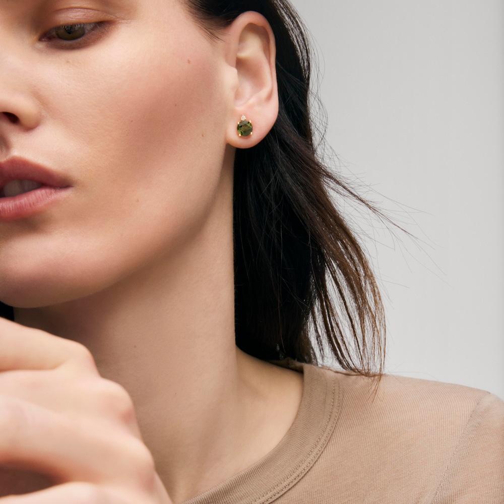 Złote Kolczyki z zielonym turmalinem i diamentami TOUS ATELIER