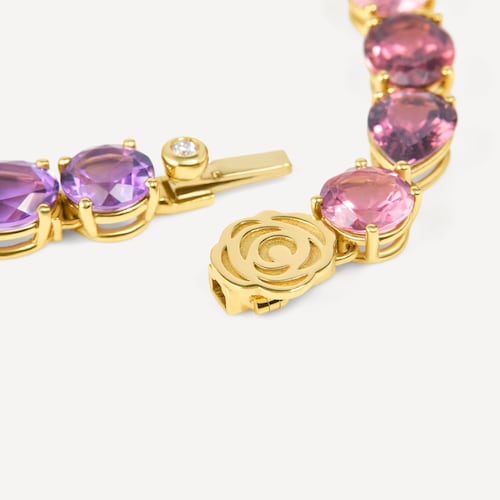 Pulsera de oro, gemas en tonos rosa, morado y diamantes TOUS ATELIER