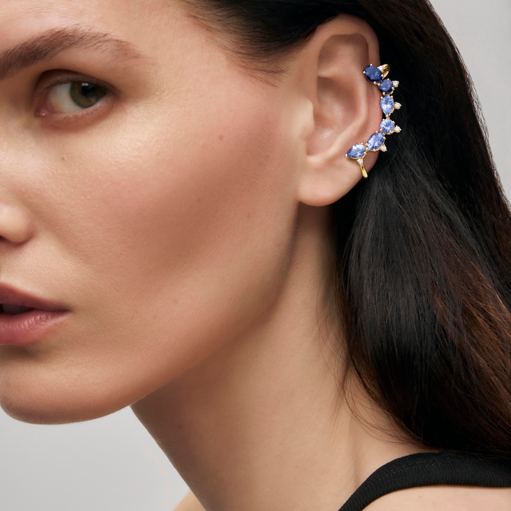 Złota Nausznica z tanzanitem, kordierytem i diamentami TOUS ATELIER