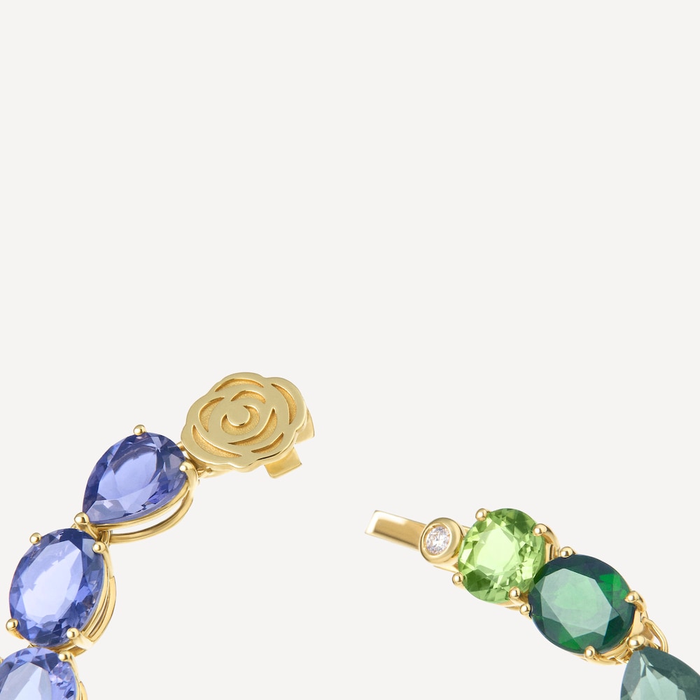 Złota Bransoletka z zielonymi i niebieskimi kamieniami szlachetnymi oraz diamentami TOUS ATELIER