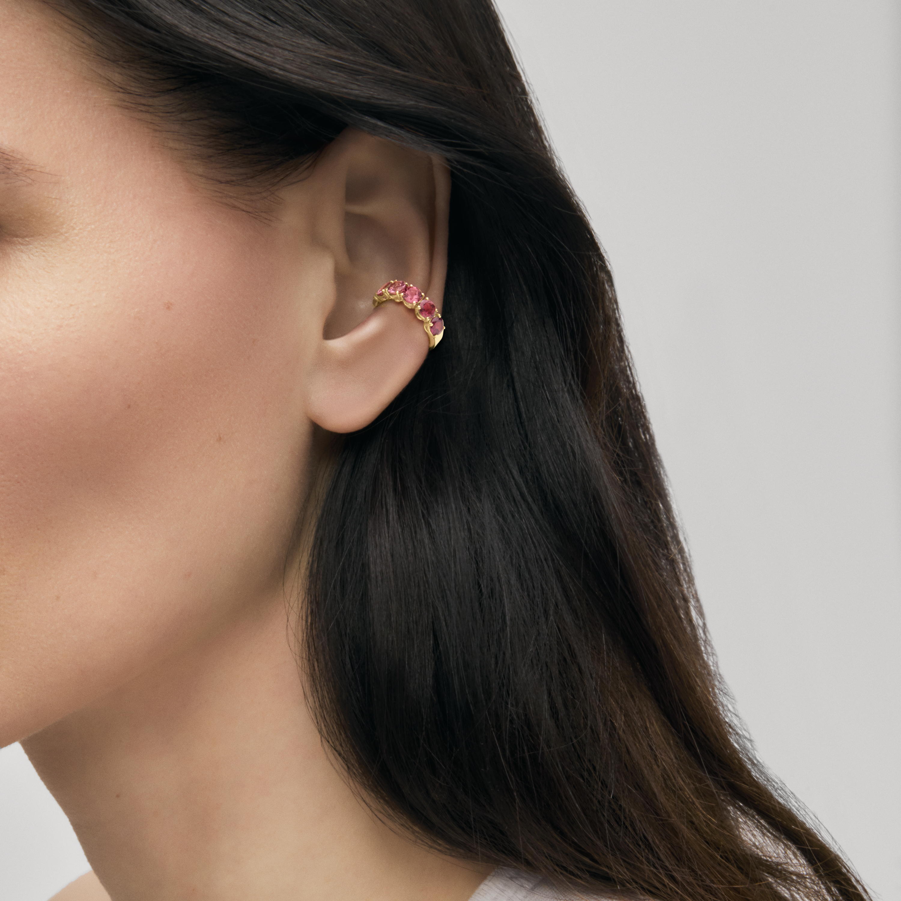 Gold Earcuff with tourmaline and rhodolite TOUS ATELIER