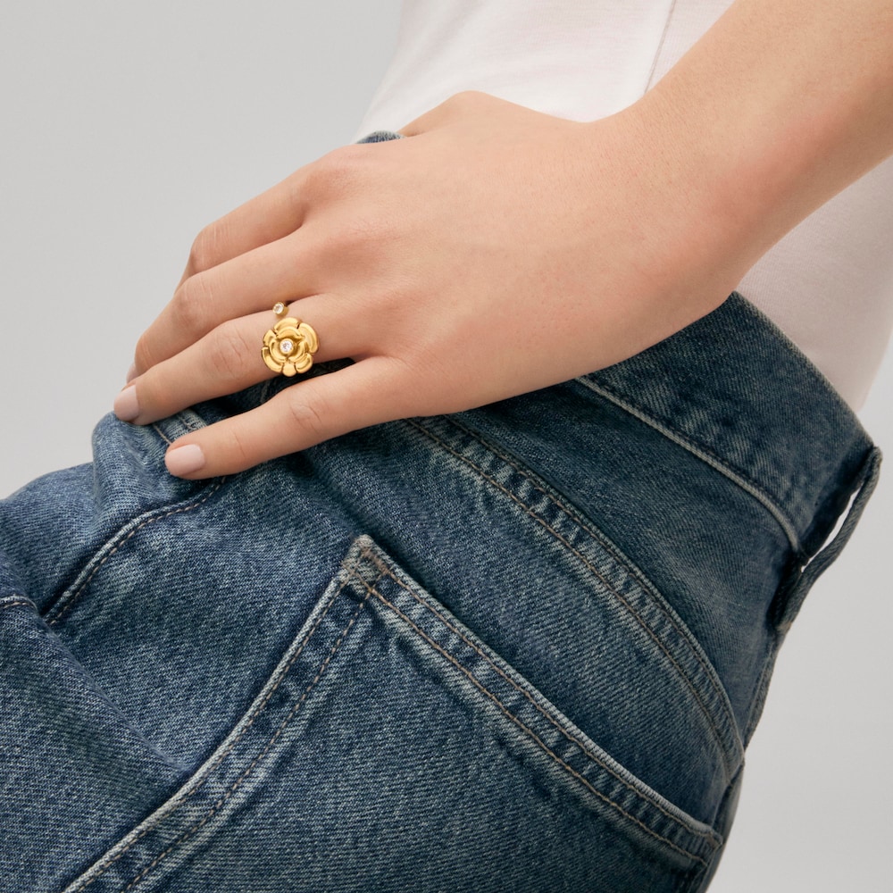 Anel aberto em ouro com diamantes TOUS ATELIER