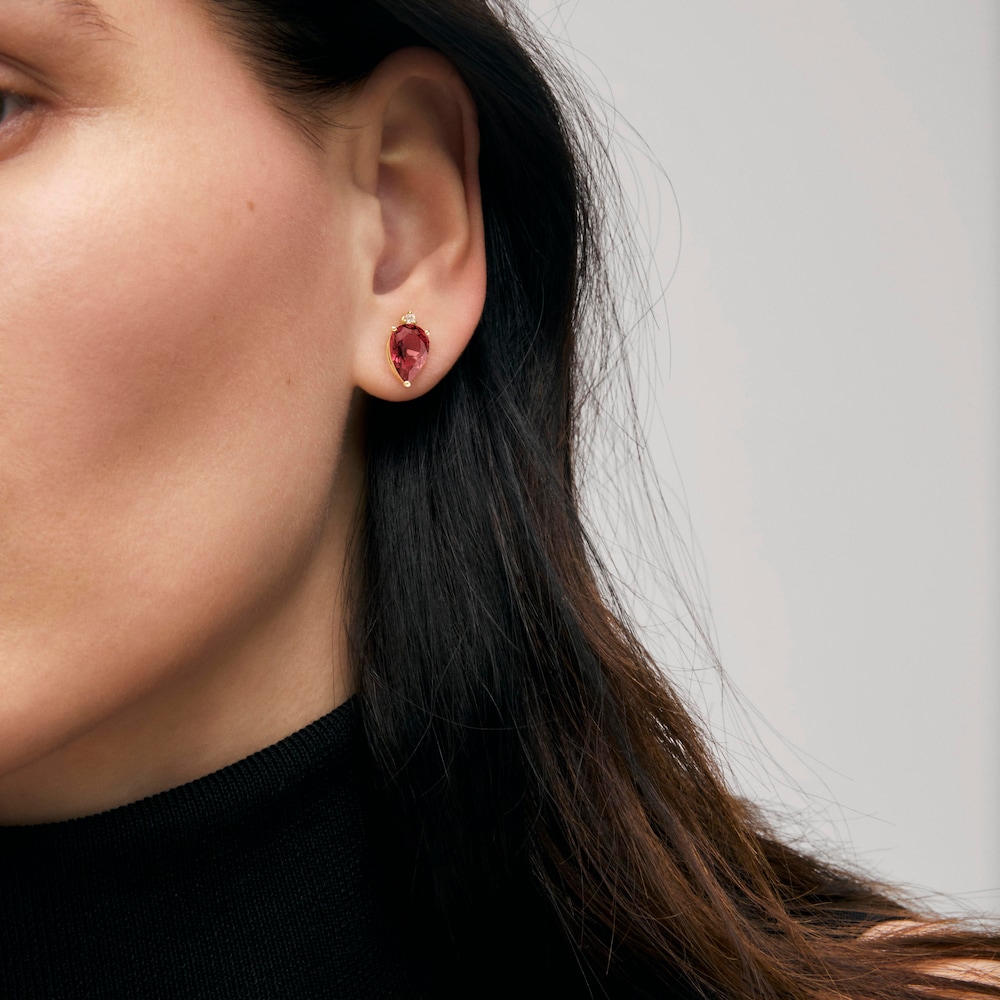 Złote Kolczyki z r&oacute;żowym turmalinem i diamentami TOUS ATELIER