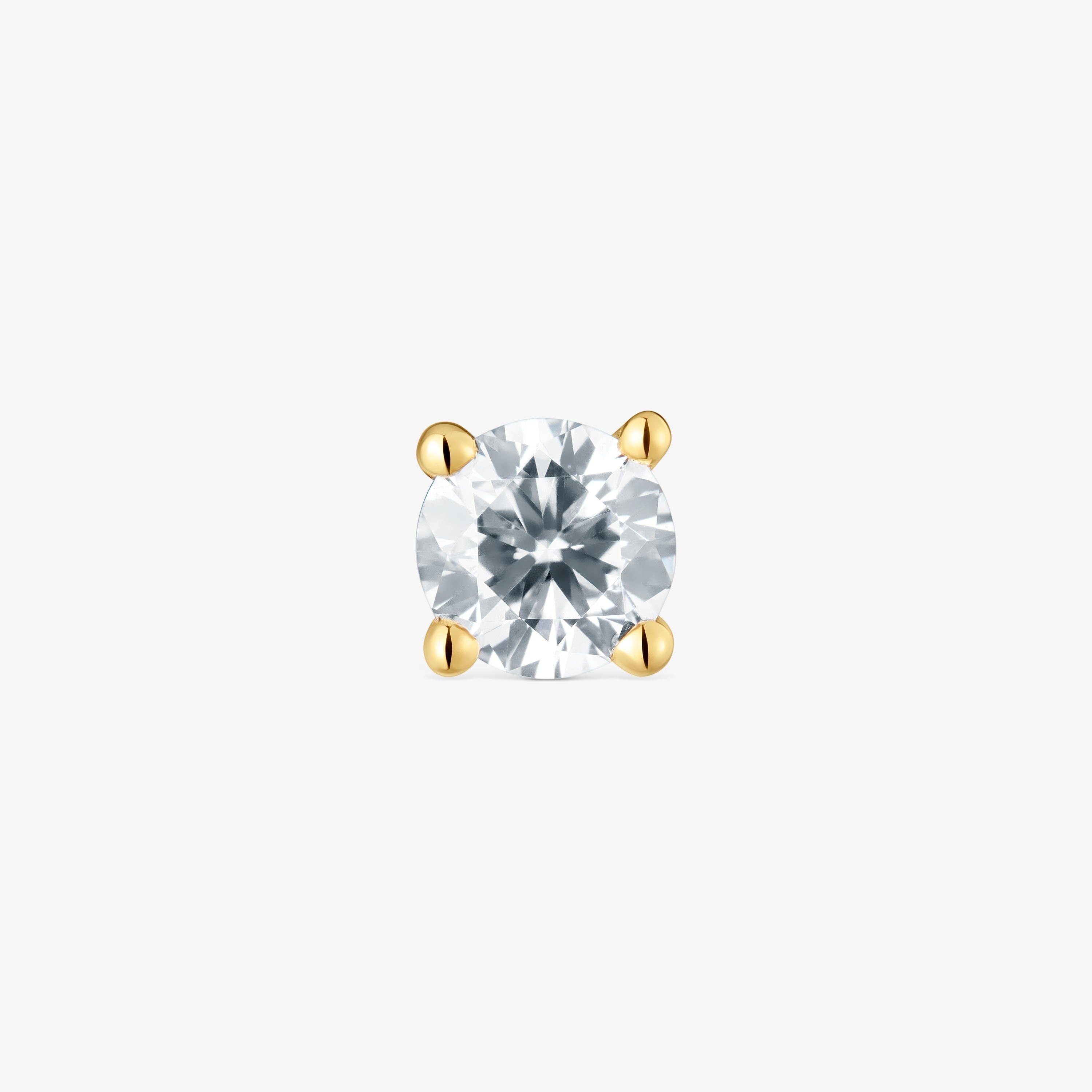 14K solid gold Ear piercing with 0.10ct lab-grown diamond Shine LGD