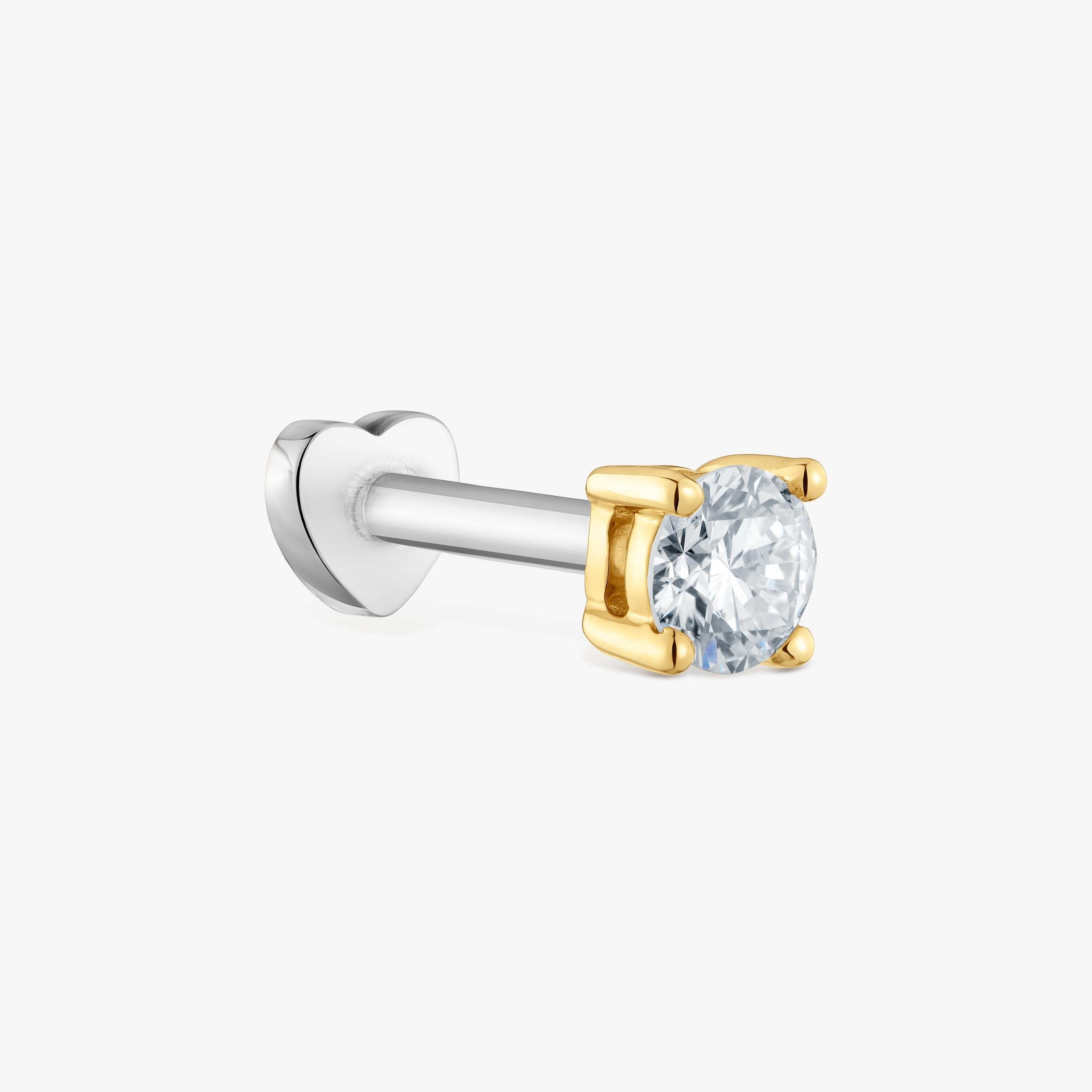 14K solid gold Ear piercing with 0.10ct lab-grown diamond Shine LGD