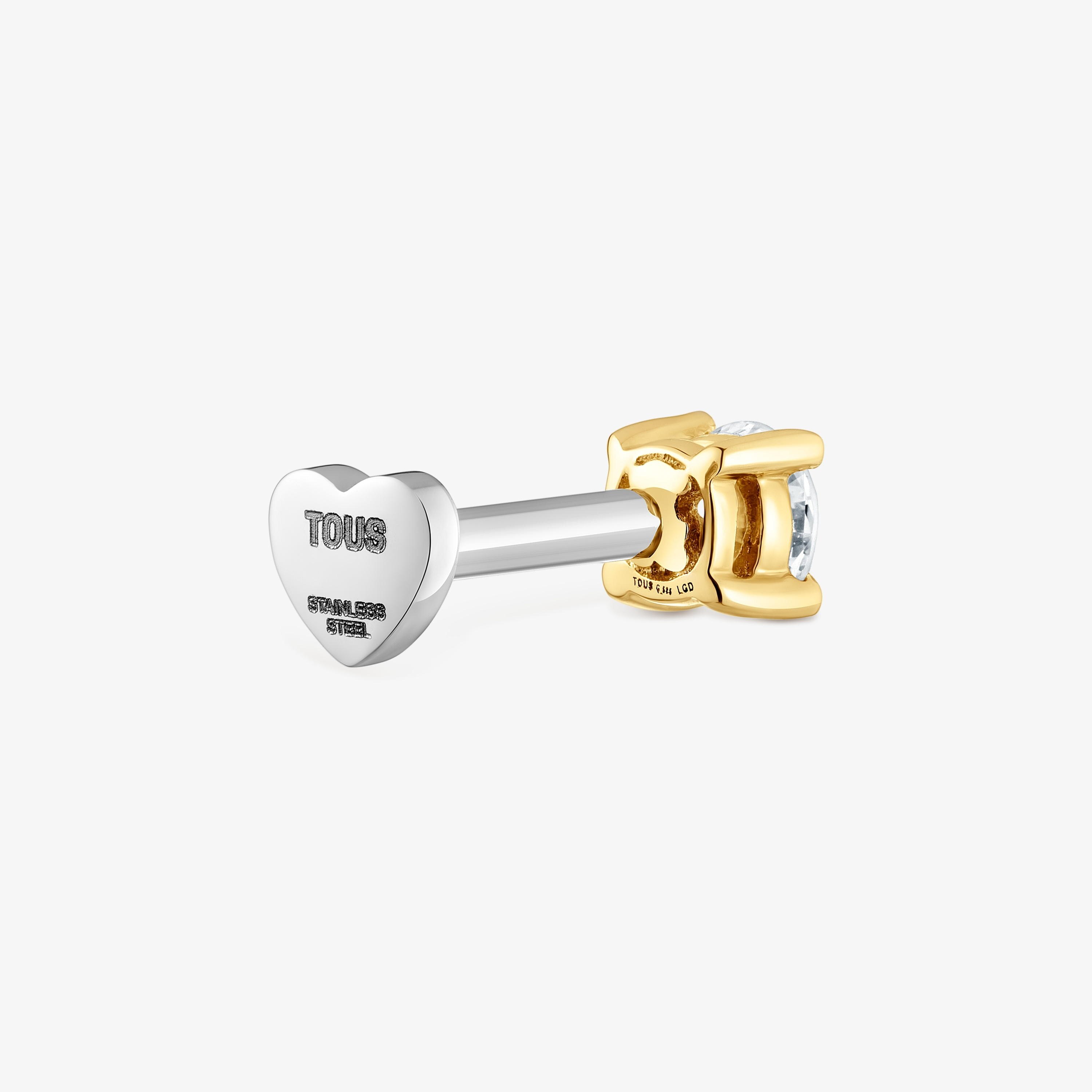 14K solid gold Ear piercing with 0.10ct lab-grown diamond Shine LGD