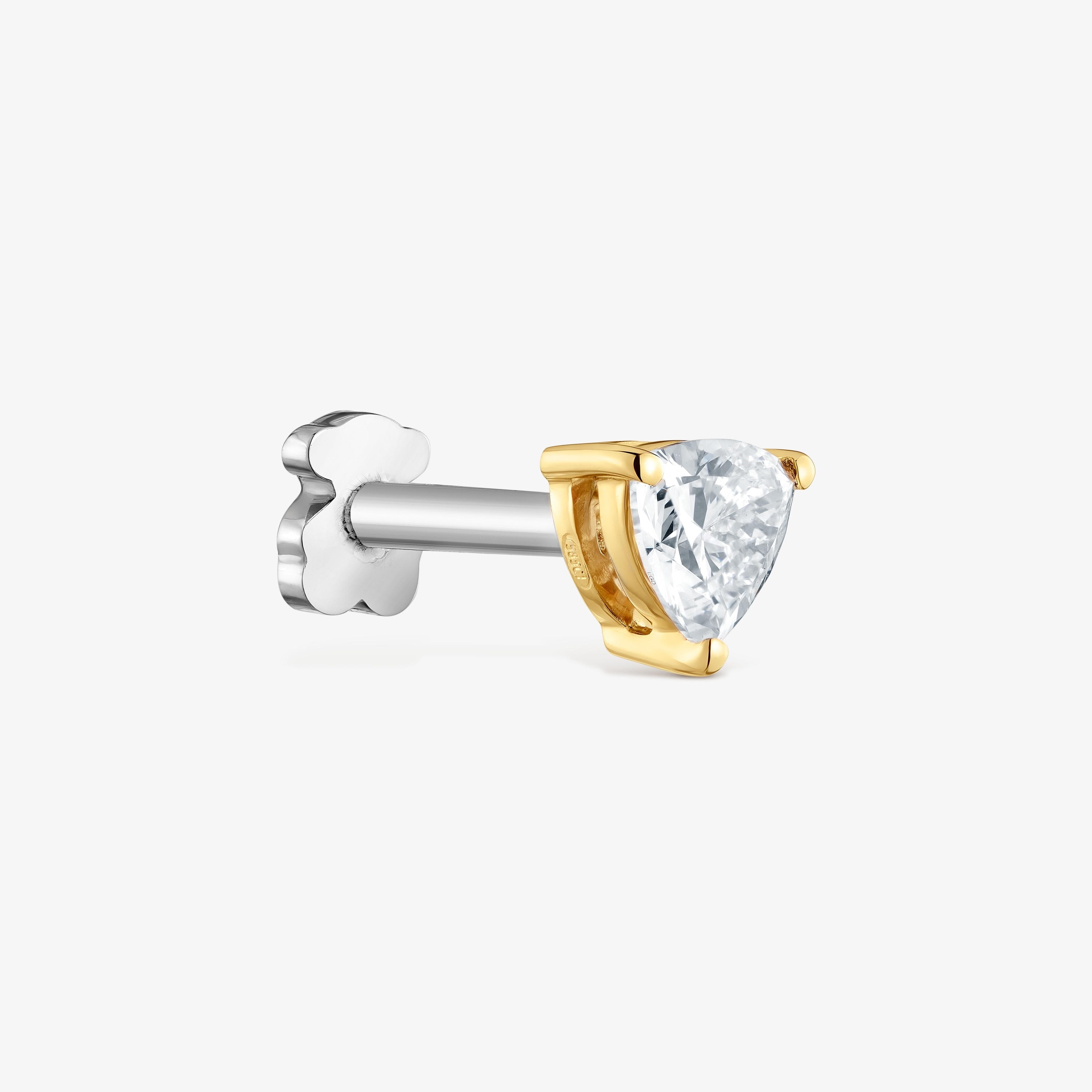 14K solid gold Ear piercing with 0.14ct lab-grown diamond Shine LGD