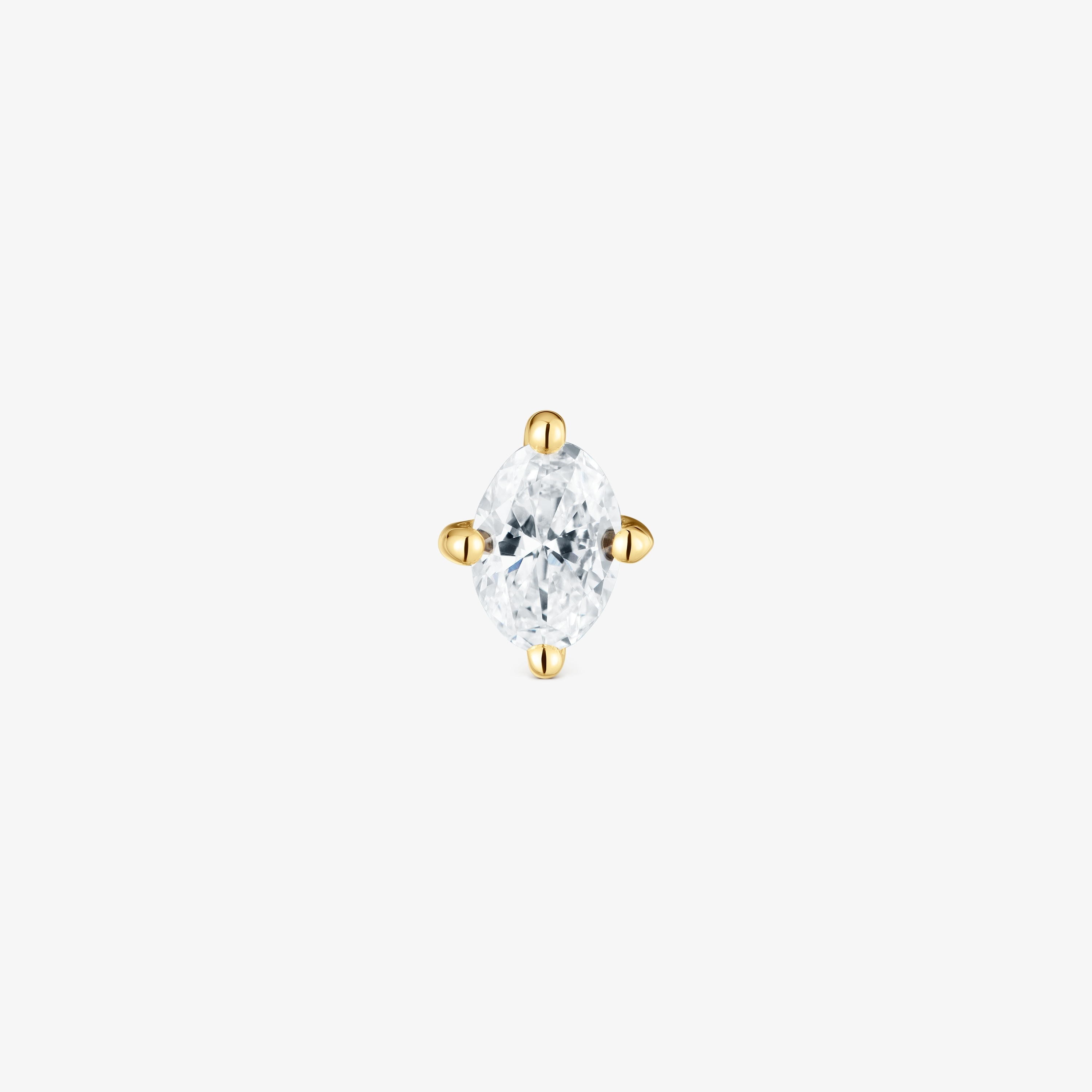 14K solid gold Ear piercing with 0.15ct lab-grown diamond Shine LGD
