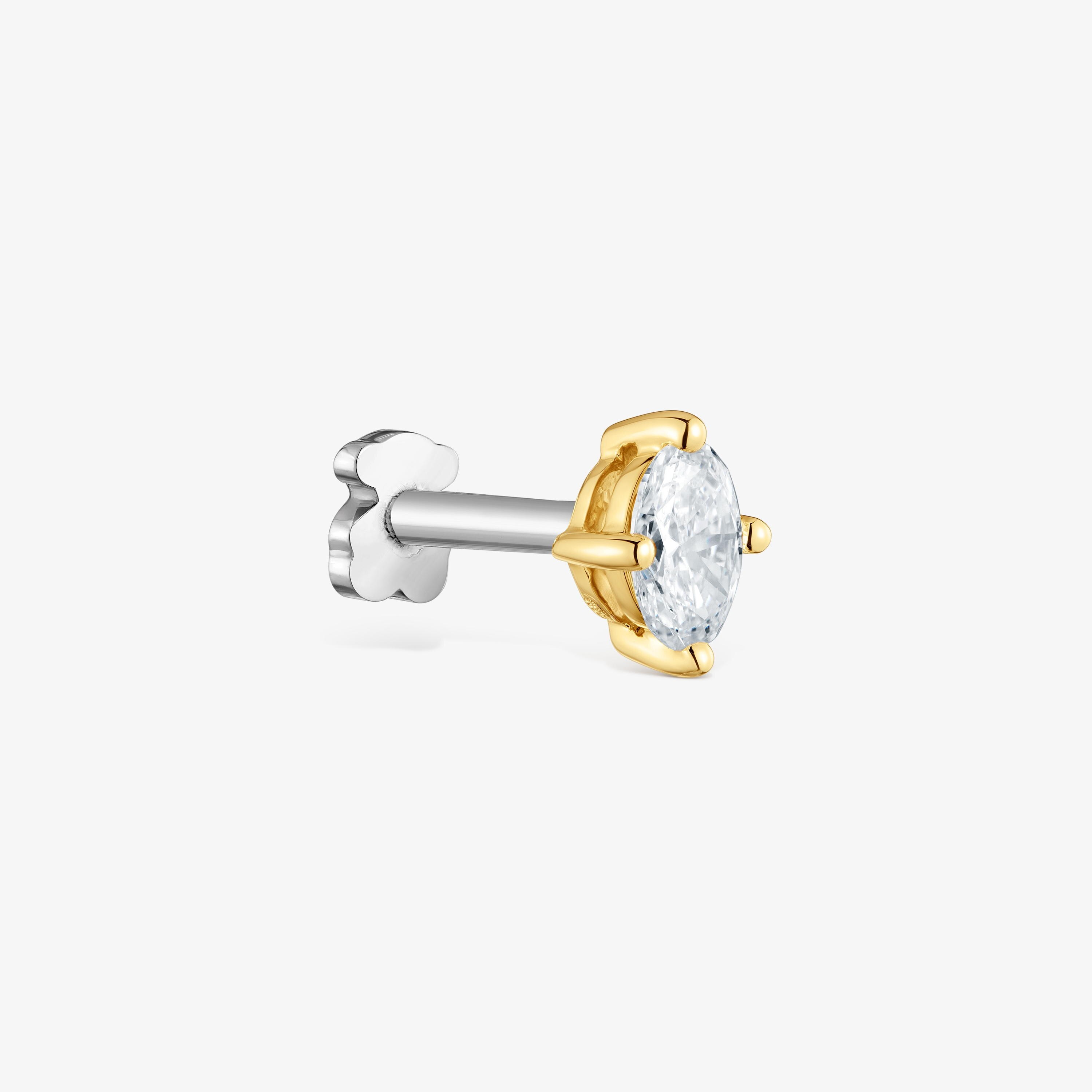 14K solid gold Ear piercing with 0.15ct lab-grown diamond Shine LGD