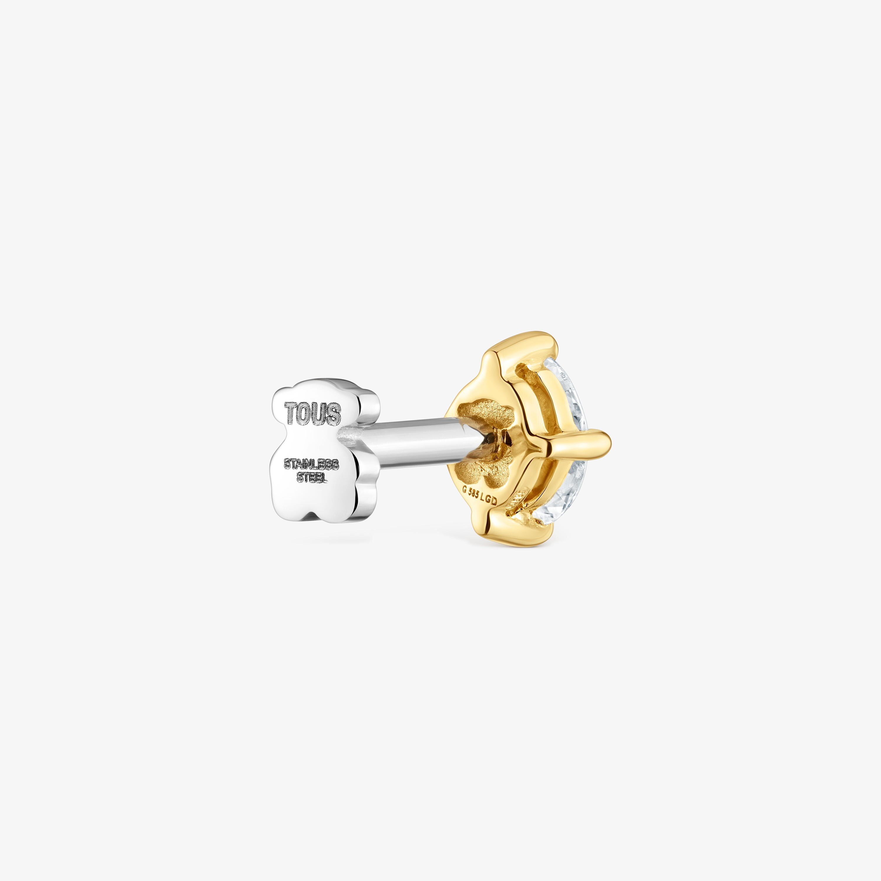 14K solid gold Ear piercing with 0.15ct lab-grown diamond Shine LGD
