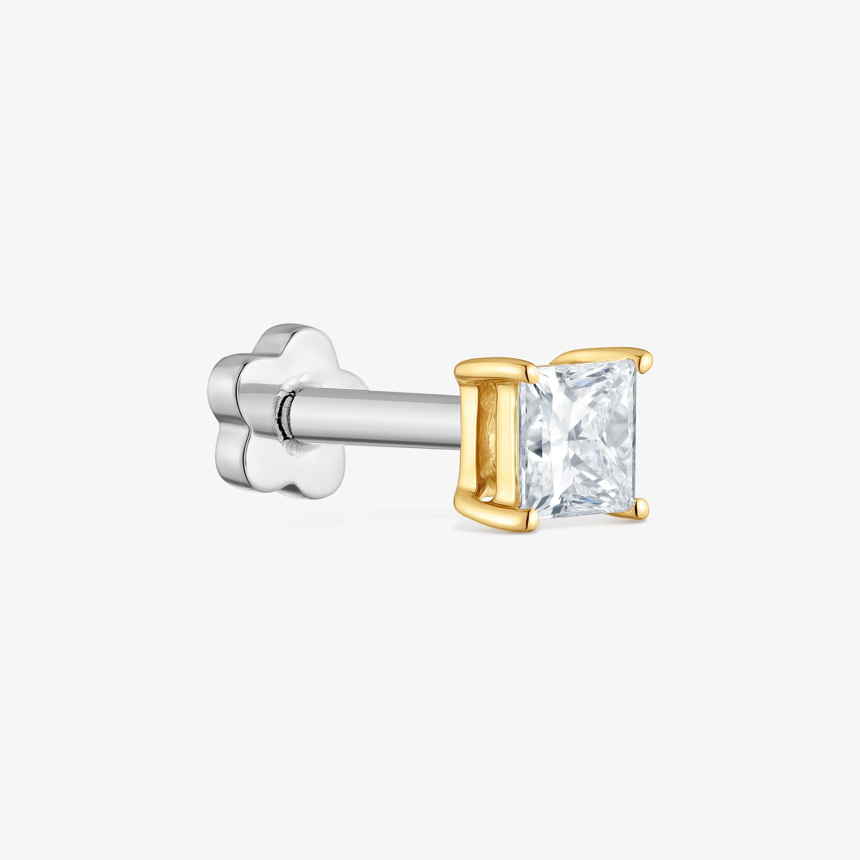 14K solid gold Ear piercing with 0.16ct lab-grown diamond Shine LGD