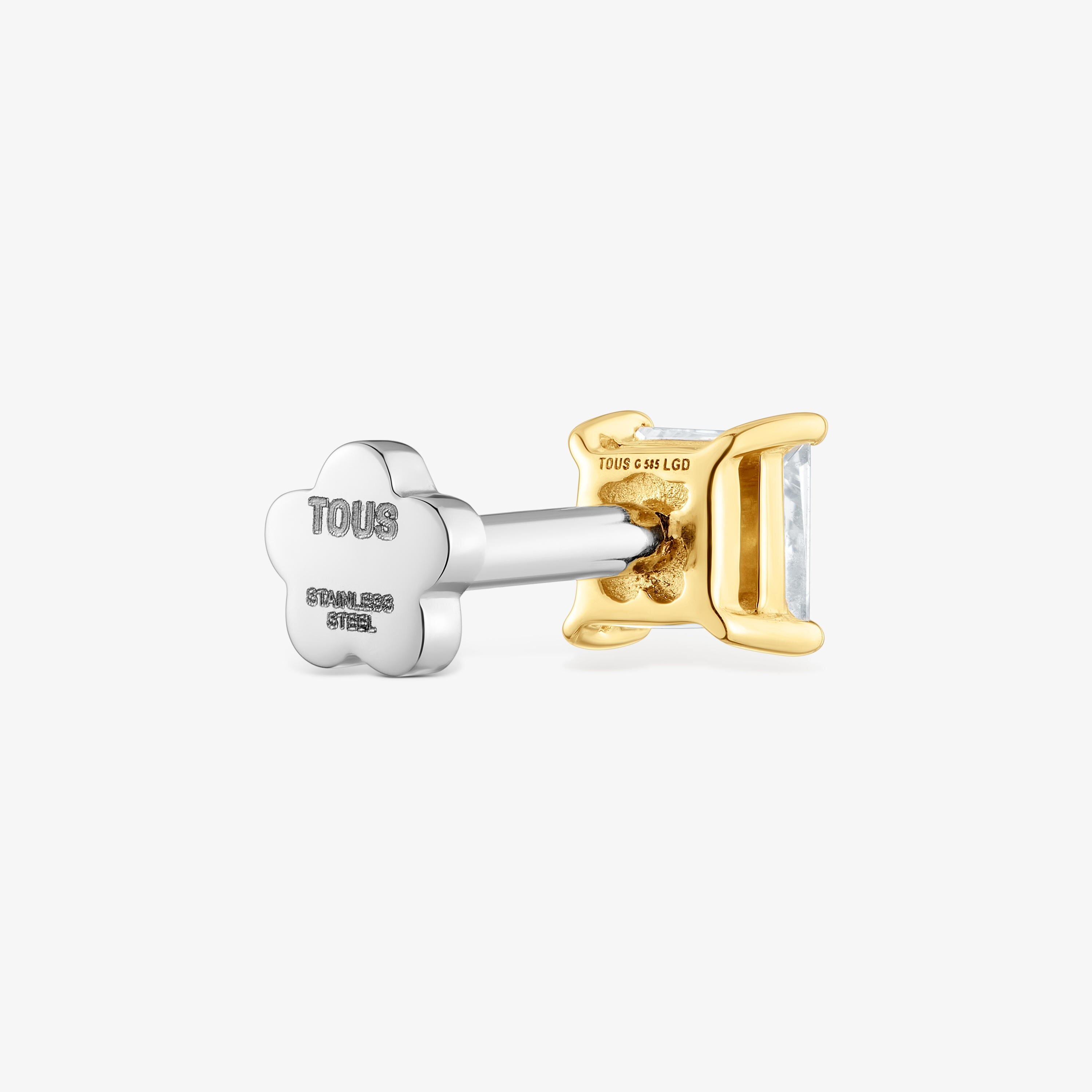 14K solid gold Ear piercing with 0.16ct lab-grown diamond Shine LGD
