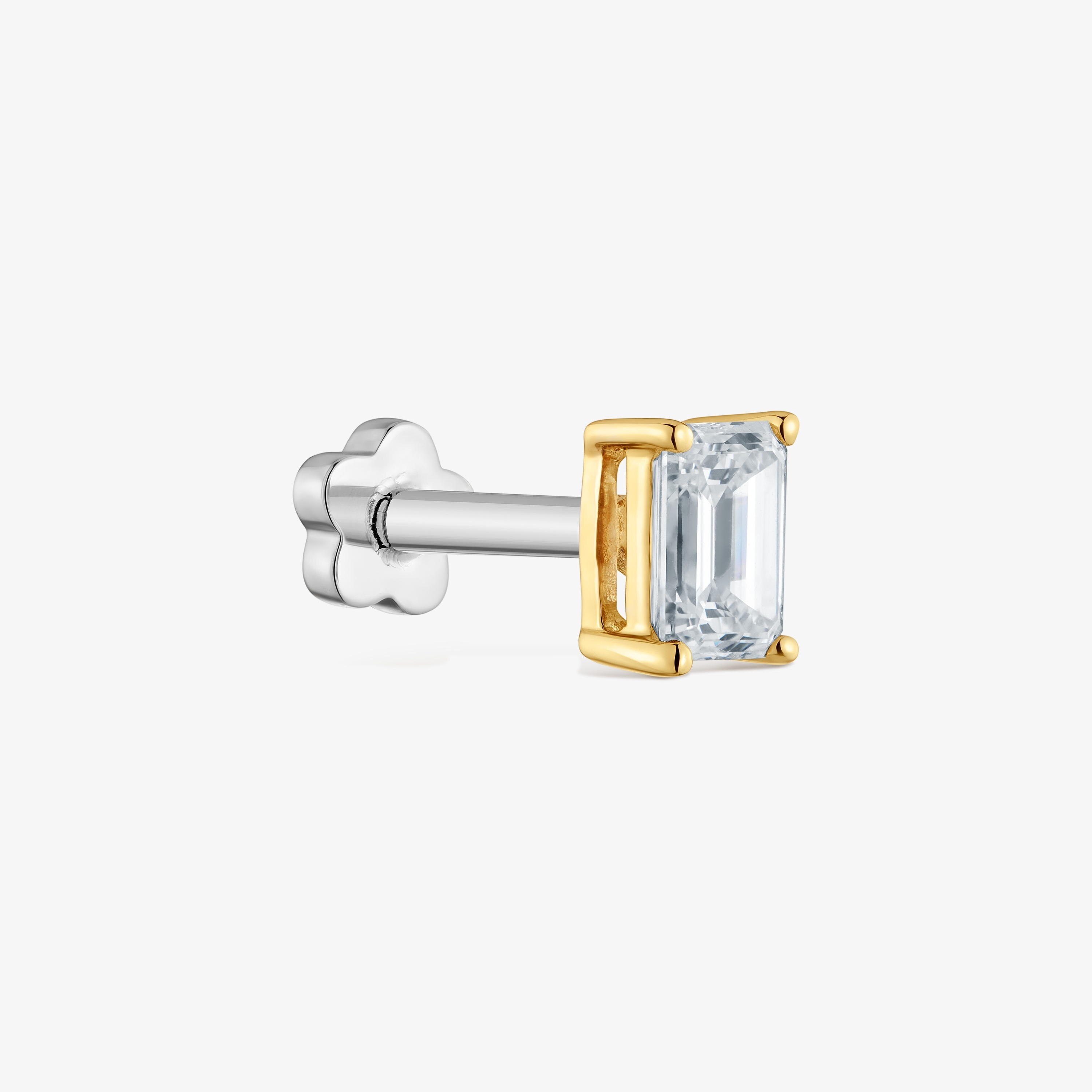 14K solid gold Ear piercing with 0.21ct lab-grown diamond Shine LGD