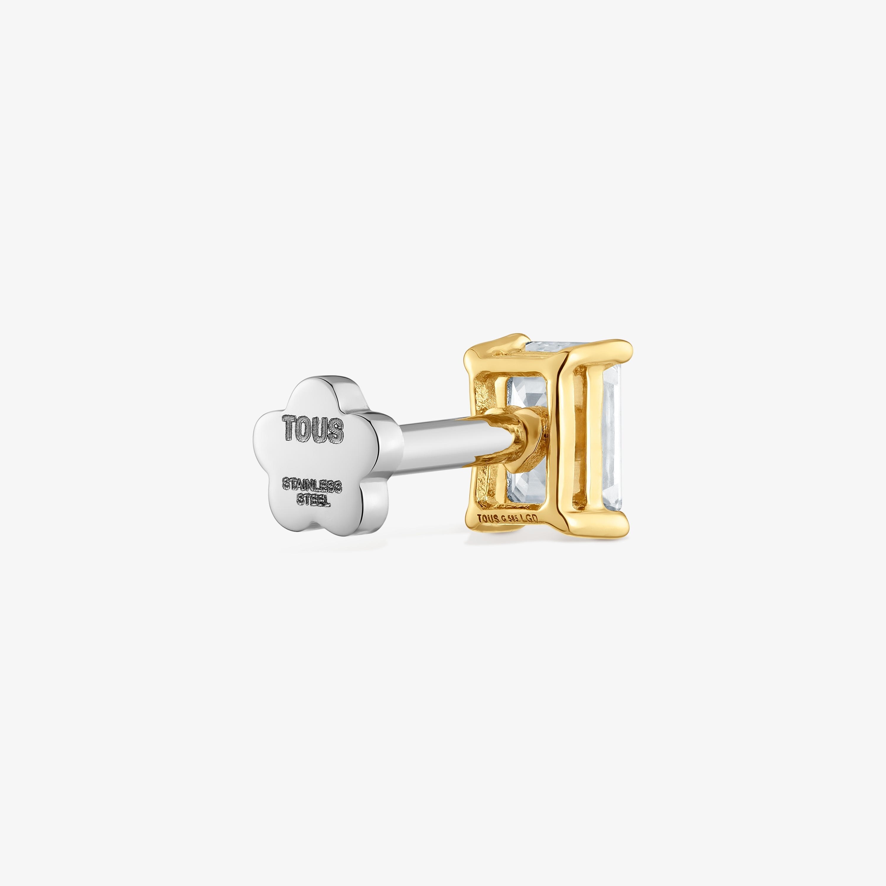 14K solid gold Ear piercing with 0.21ct lab-grown diamond Shine LGD