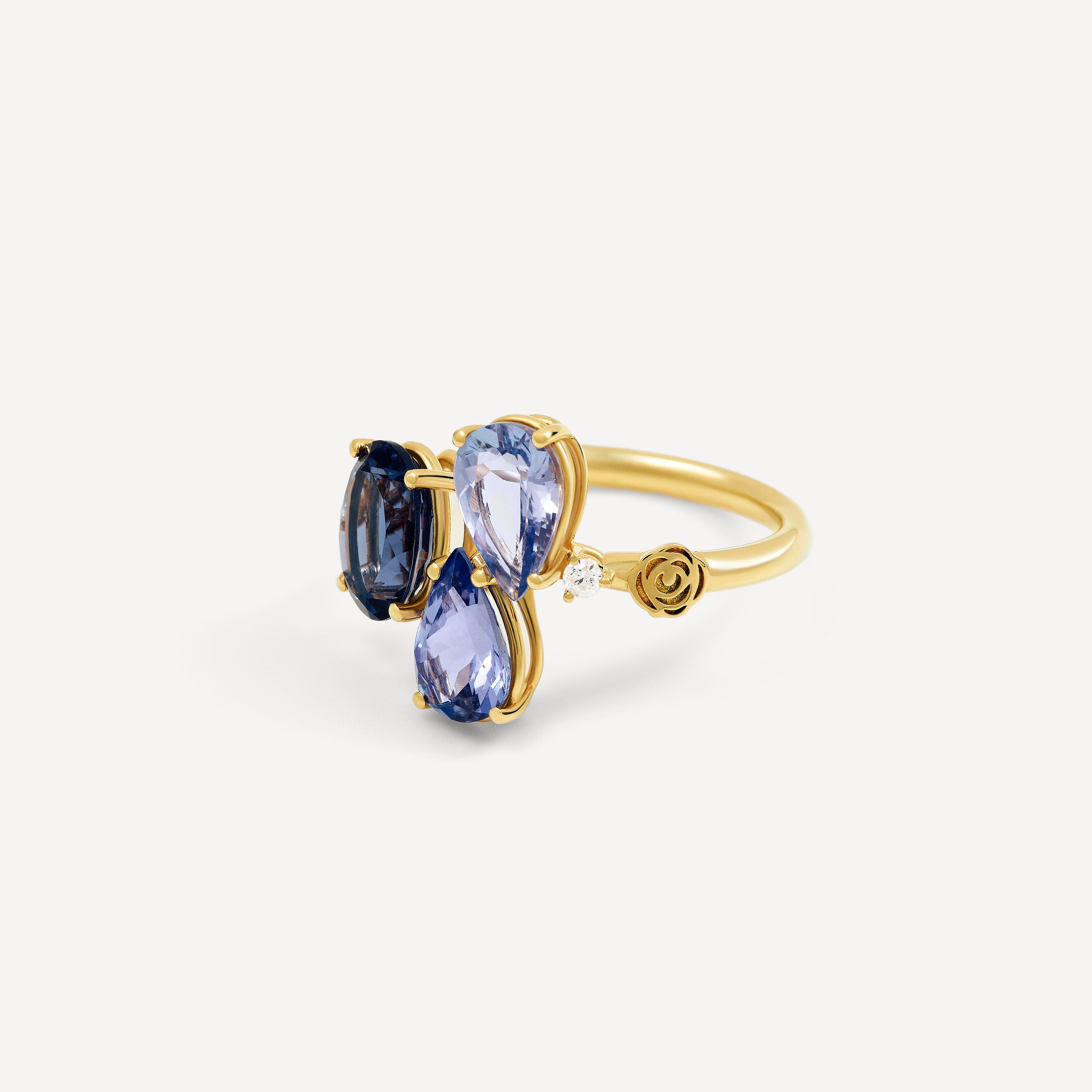 Gold Ring with iolite and diamonds TOUS ATELIER