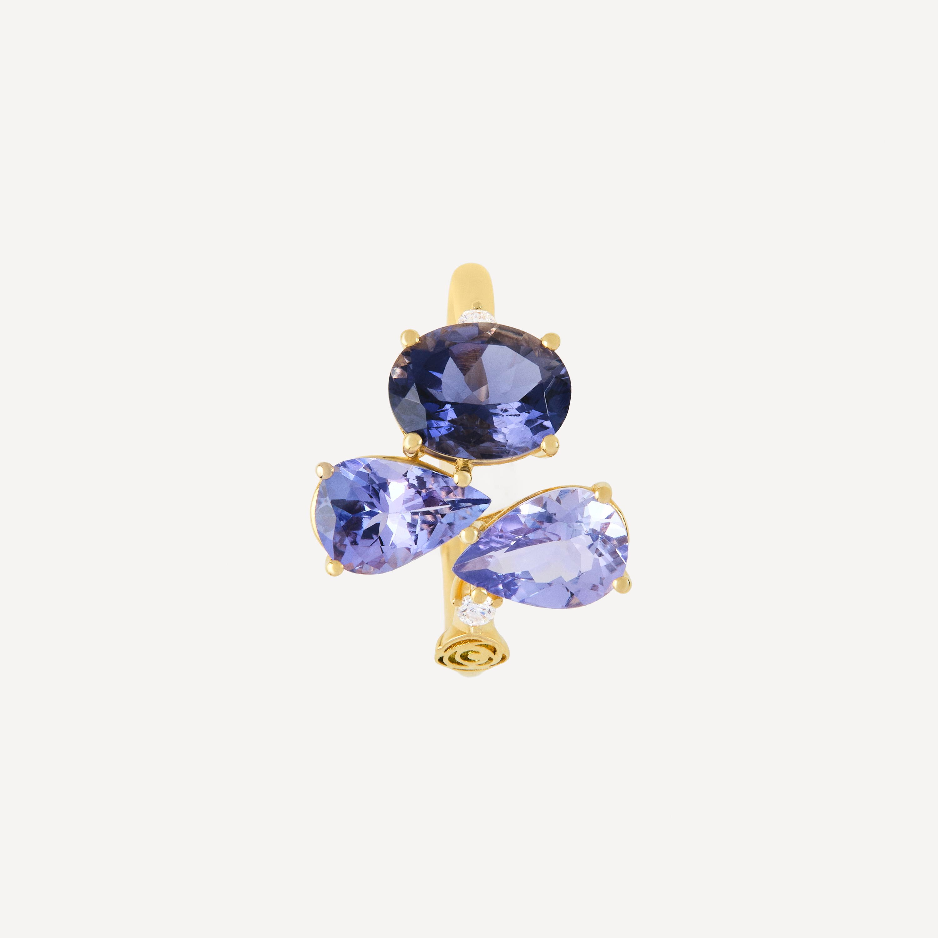 Gold Ring with iolite and diamonds TOUS ATELIER