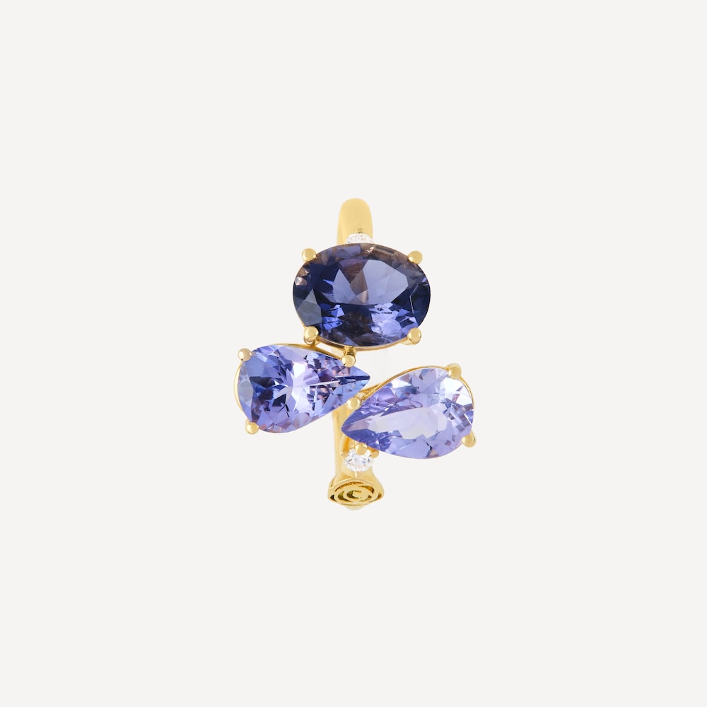 Gold Ring with iolite and diamonds TOUS ATELIER