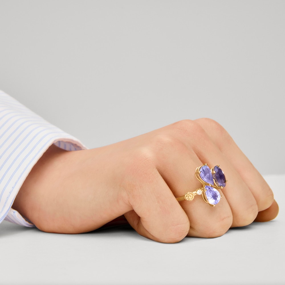 Gold Ring with iolite and diamonds TOUS ATELIER
